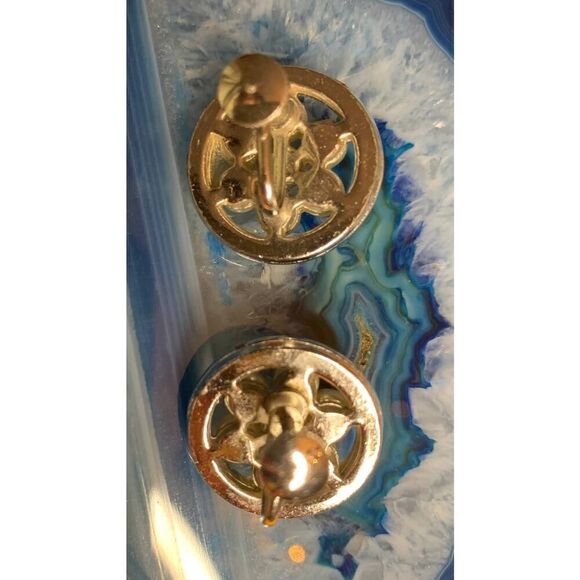 Circle of Beauty Pearls and Crystal earrings, Unmarked, Vintage - Picture 3 of 4